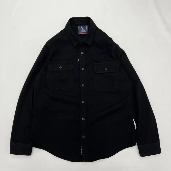 Automne nouveau japonais rétro lourd sergé à manches longues col rabattu 100% coton chemise hommes m