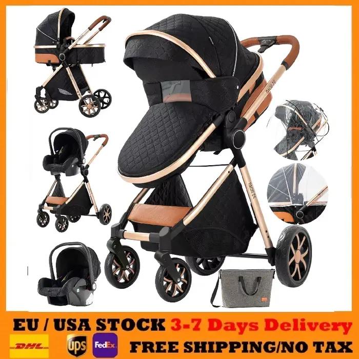 Poussette légère 3 en 1 pour nouveau-né, landau, landau 3 en 1, landau pour voyage avec poussette à