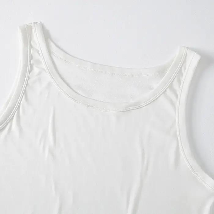 Débardeur Homme 1/3 Noir et Blanc Couleur Unie Épaules Étroites Décontracté Sport Fitness Confortabl