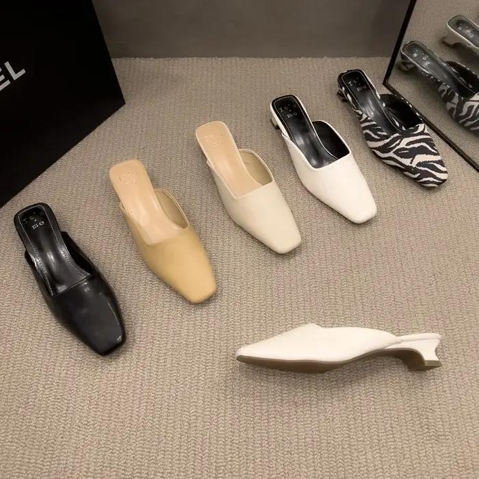 Chaussures Mules à Motif Zèbre pour Femme, Pantoufles d'Extérieur à Talons Bas, Carrées, Nouvelle Co