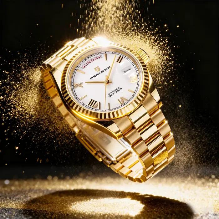 Montres pour hommes PAGANI DESIGN DD40 Or Blanc Luxe Automatique TMI NH36A Date Jour Mécanique Nouve