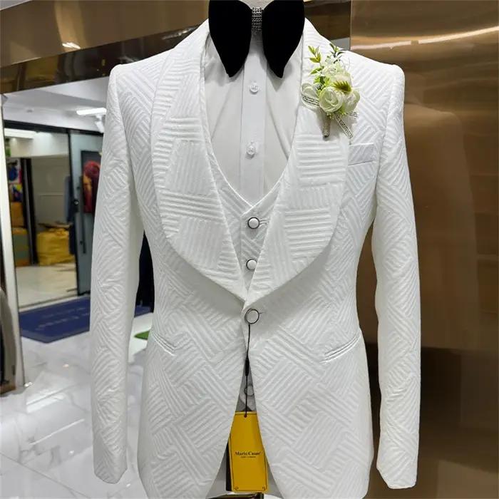 Costume de cérémonie pour homme, 3 pièces, coupe ajustée, pour mariage, veste, gilet et pantalon, un