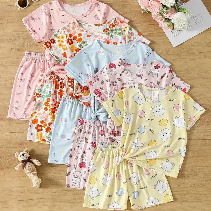 Ensemble 2 pièces pour enfants, short à manches courtes imprimé de dessins animés mignons, pour garç