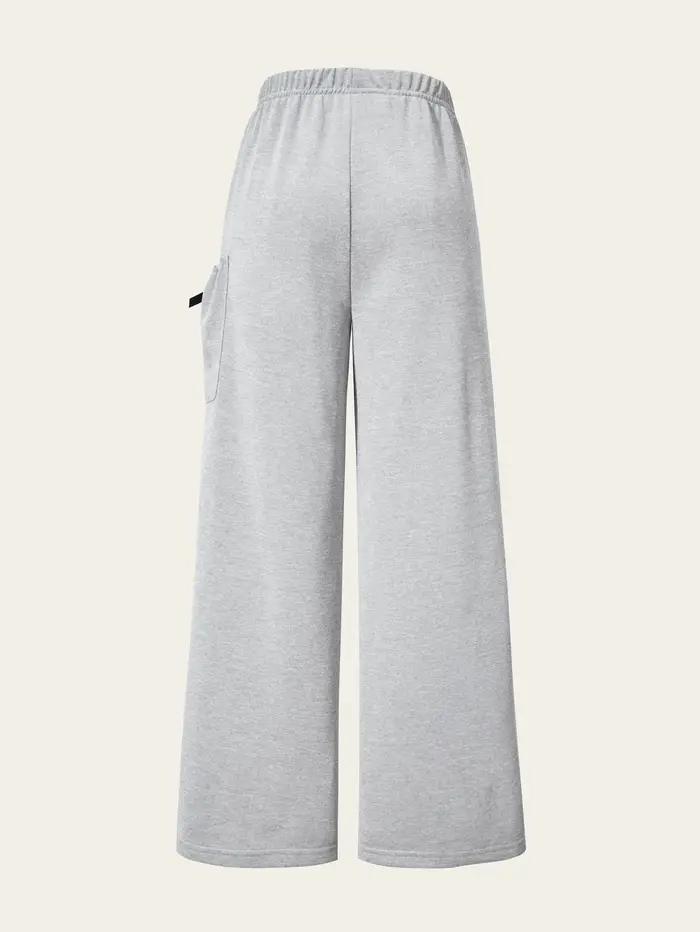 Pantalons décontractés à la mode pour filles, pantalons amples à jambes droites avec un design de po