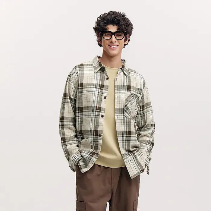 Chemise à manches longues pour homme Semir en pur coton à carreaux, vêtement d'extérieur, nouvelle c