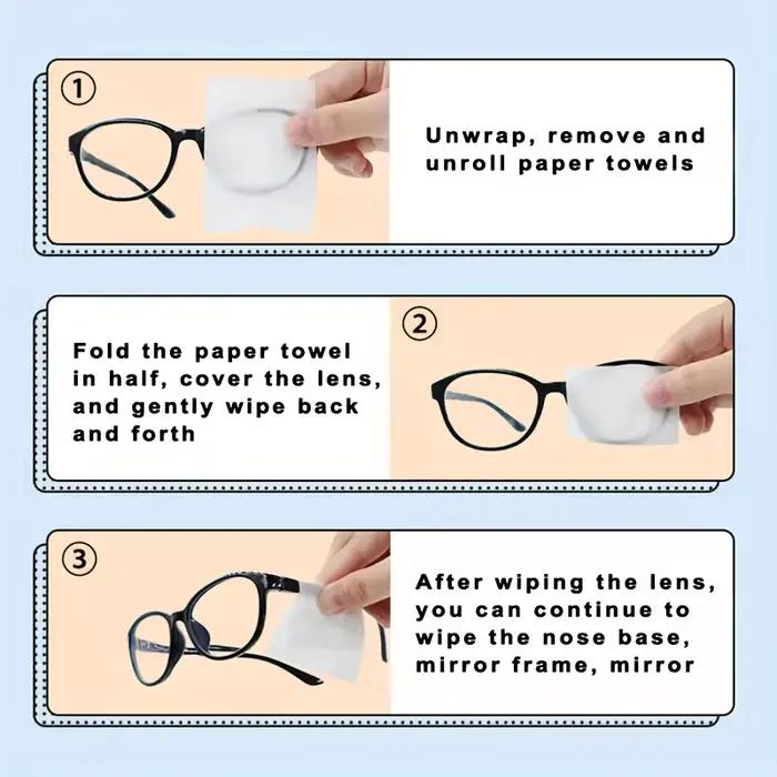 100 lingettes nettoyantes jetables pour lunettes - emballées individuellement, adaptées aux lunettes