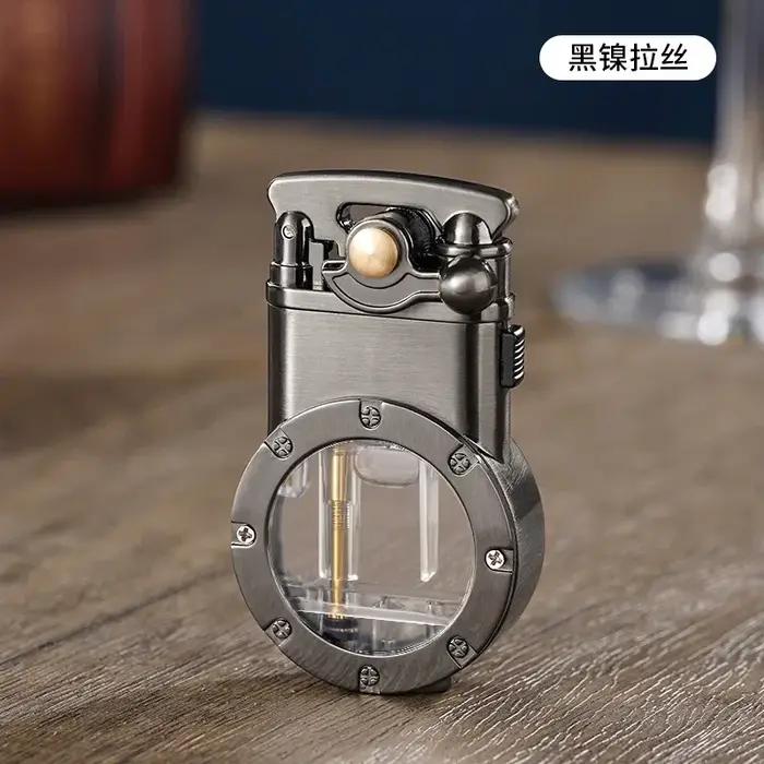Briquet à bras de feu double en métal, fenêtre transparente coupe-vent d'extérieur, gonflable, Doubl