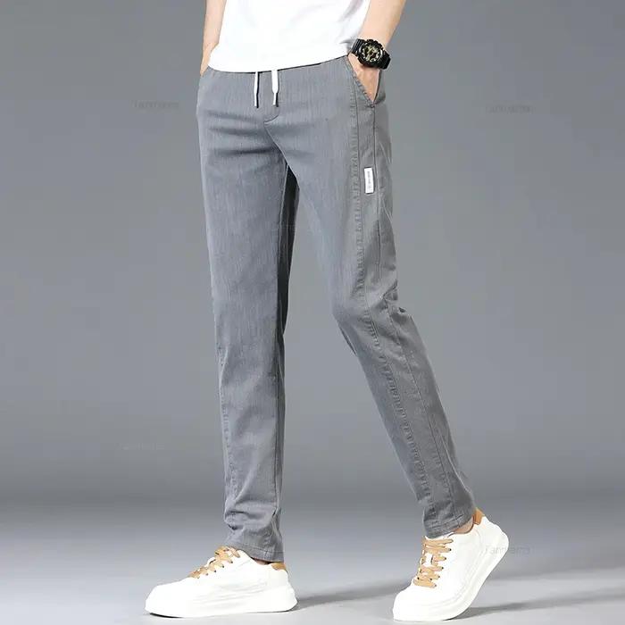 Printemps été hommes pantalons décontractés mode mince taille élastique Style coréen affaires mince