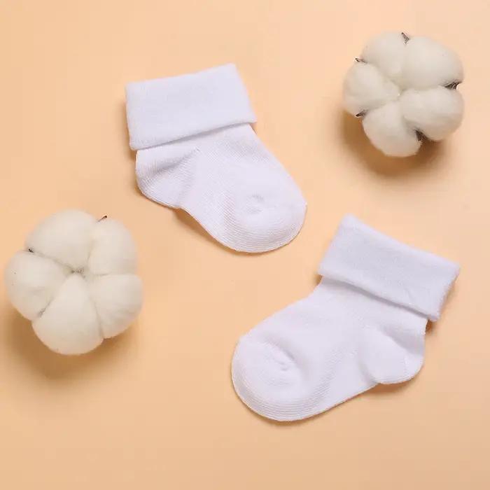 Chaussettes courtes en coton et dentelle pour bébés 0-1 an blanc immaculé pour garçons filles occasions spéciales baptême