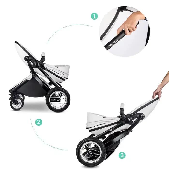 Poussette de Luxe Portable en Cuir pour Bébé, Landau de Voyage, Voiture