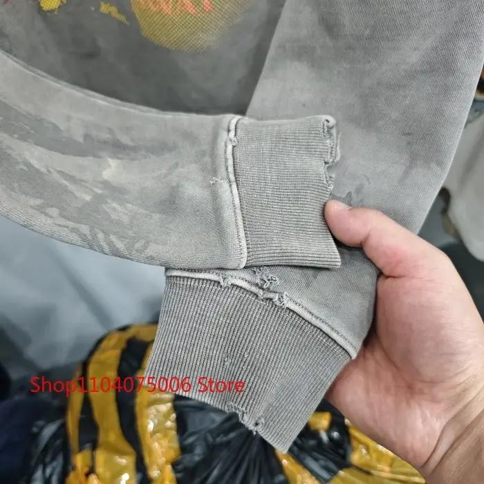Saint col rond sweat Vintage imprimé trous en détresse lavé délavé unisexe surdimensionné vêtements