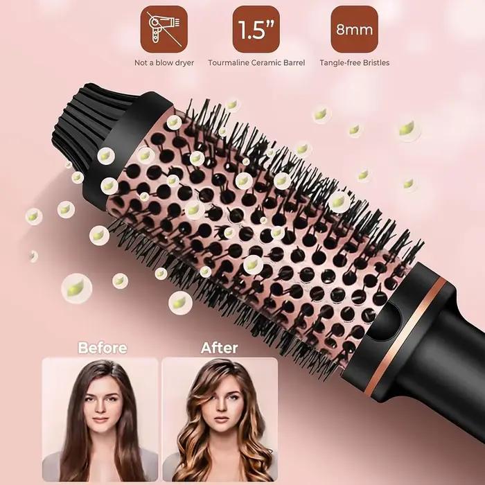 Brosse thermique brosse à friser ionique en céramique 1.5 pouces fer à friser chauffé volumateur dou
