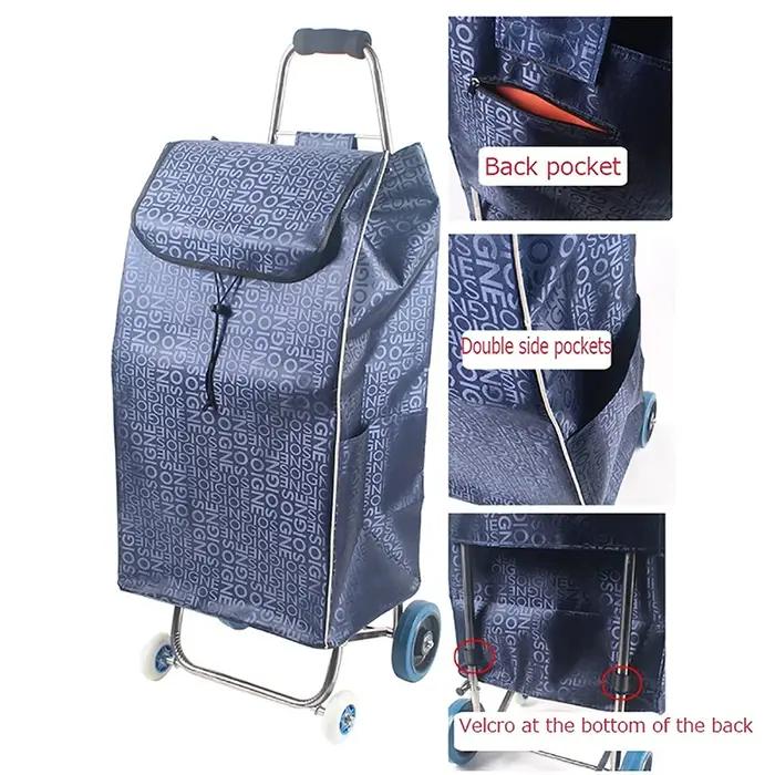 Sac de rangement 72l pour chariot de courses, sac de remplacement avec poches latérales, sac de rang