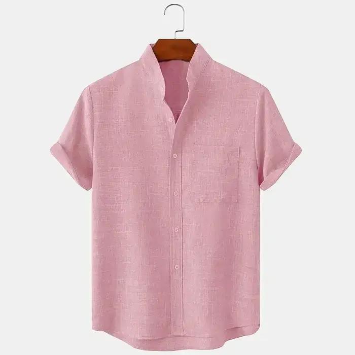 FEGKZLI Chemise en lin 100% coton à manches courtes pour hommes Chemises de plage amples surdimensio