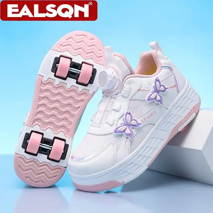 Chaussures à roulettes pour enfants, pour filles, quatre roues, ultra-légères, baskets de sport d'ex