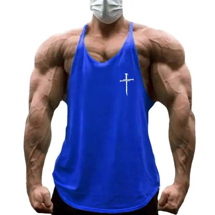 Gilets de Sport personnalisés pour hommes, imprimé croisé, musculation, course à pied, Fitness, chem