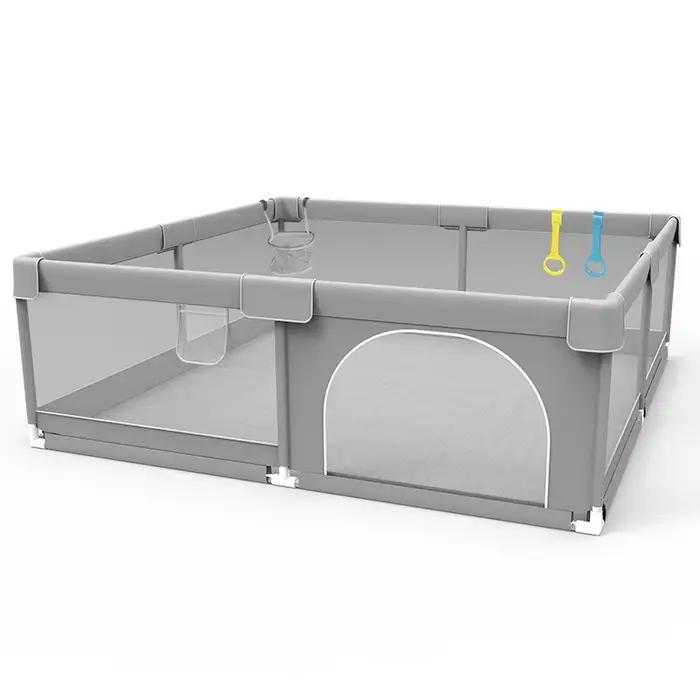 IMBABY Parc pour bébé Corralito gris clair pour aire de jeux pour bébé avec anneau de traction Barri