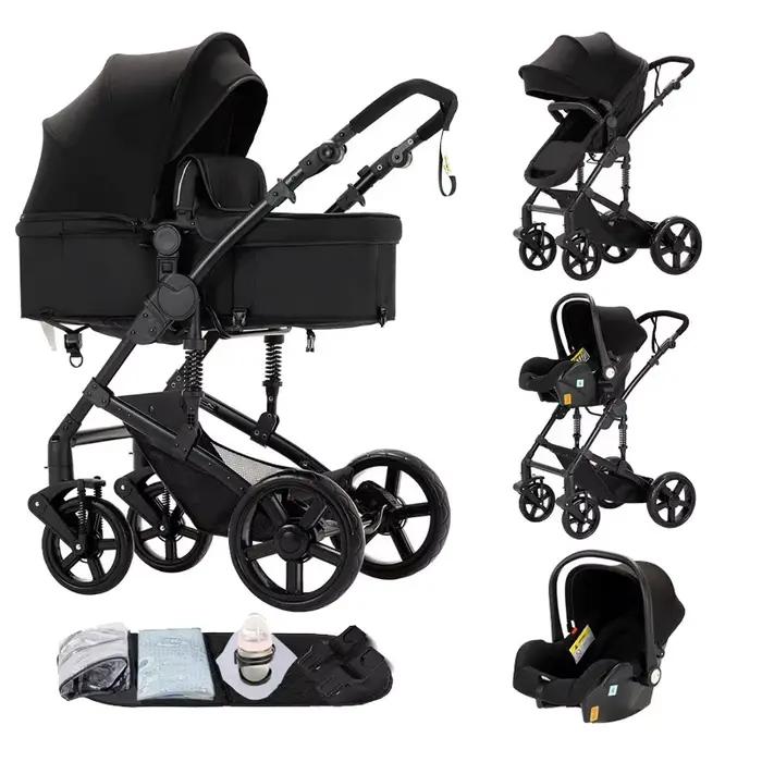 Poussette de luxe 3 en 1 pour bébé, avec siège auto et berceau, landau de paysage haut, légère, faci