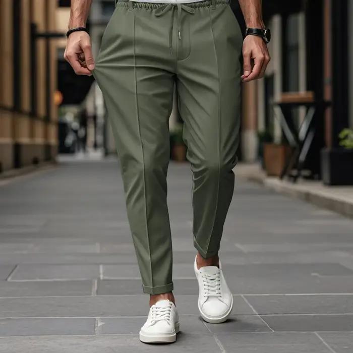 Pantalon à jambes droites de haute qualité pour hommes, couleur unie, le nouveau Style d'été est à l