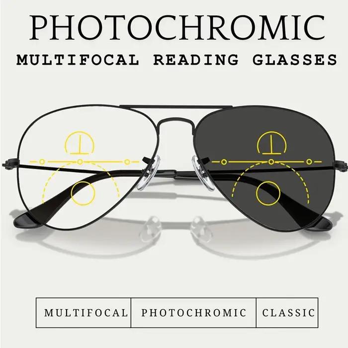 Lunettes de lecture multifocales progressives photochromiques intelligentes pour hommes, lunettes de