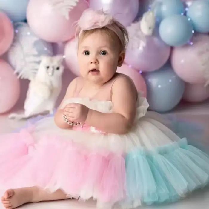 Robe de baptême pour nouveau-né fille, Costume Tutu de princesse pour bébé fille de 1 an, robes de f