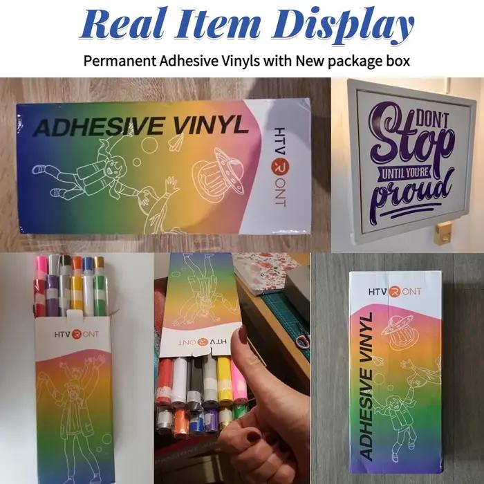 HTVRONT 12 pièces 12X5ft rouleaux de vinyle adhésifs permanents multicolores pour Cricut artisanat b