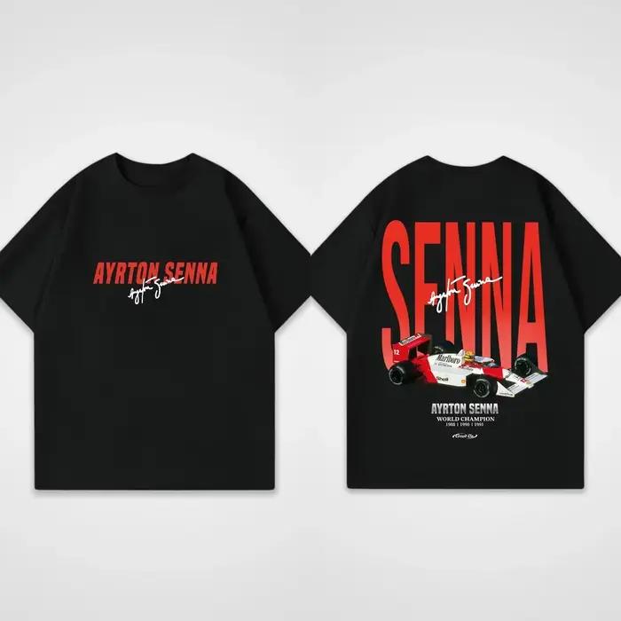T-shirt col rond pour hommes, décontracté, en pur coton, avec imprimé de course, Ayrton Senna, surdi