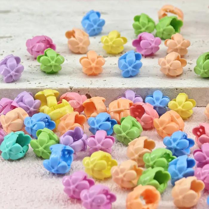 60 pièces tresses de cheveux perles chapeaux mignon bonbons couleurs plastique été pinces à cheveux