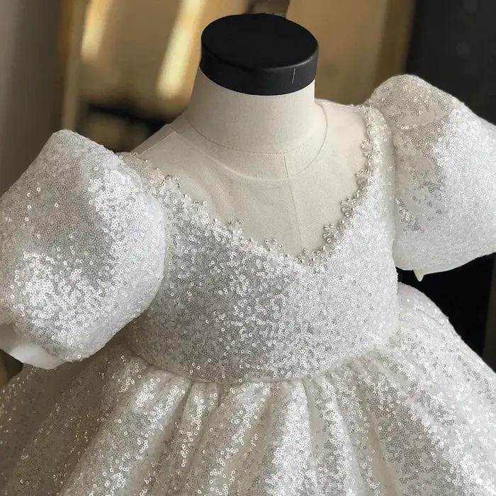 Robe de bal d'anniversaire pour bébé fille de 1 à 14 ans, tenue Tutu princesse à paillettes, avec nœ