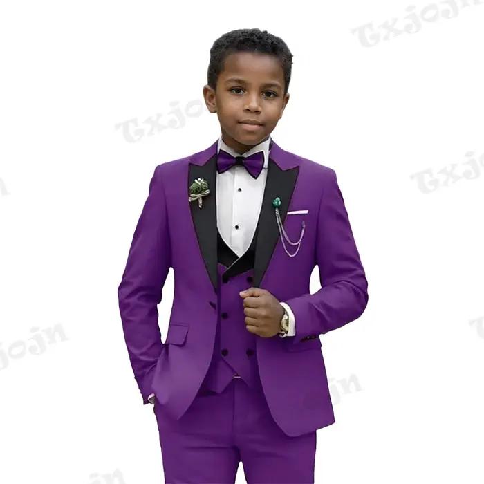 Costumes formels pour garçons, coupe cintrée, tenue porteur d'anneau, robe de mariée pour enfants, v