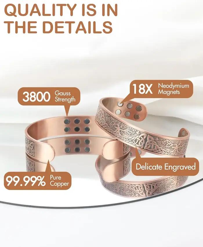 ARADOO – bracelets magnétiques en cuivre pour hommes et femmes, avec aimants en néodyme, arbre de vi