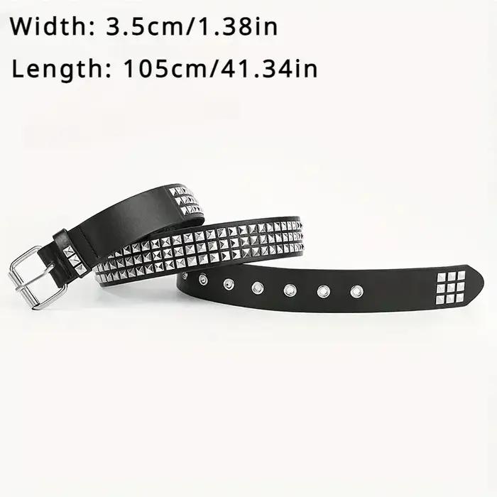Nouvelle ceinture à rivets carrés 2026, ceinture en métal à pyramides, ceinture punk pour hommes et