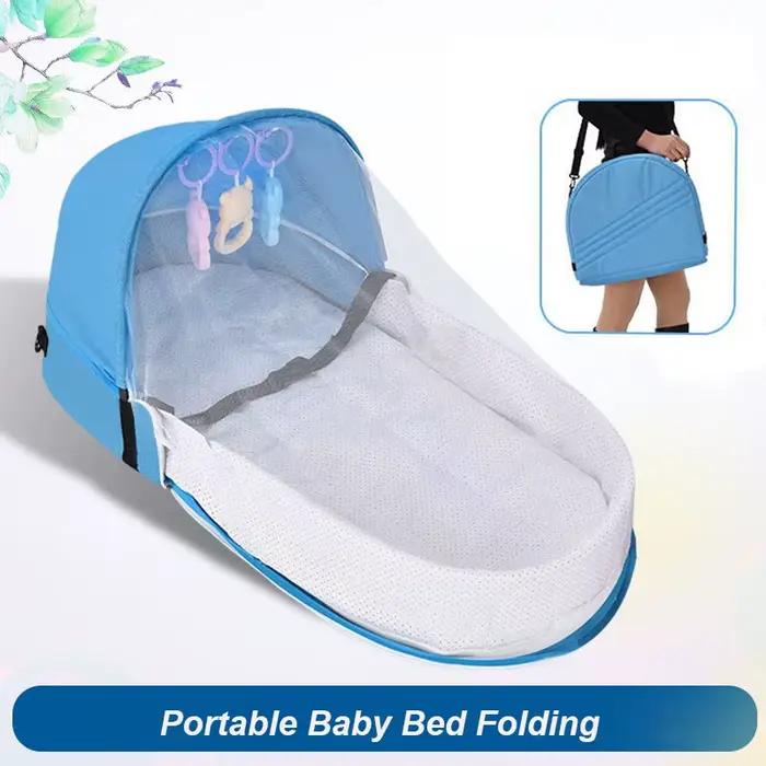 Berceau de bébé pliant anti-écrasement avec moustiquaire matelas confortable pour nouveau-né camping et déplacements