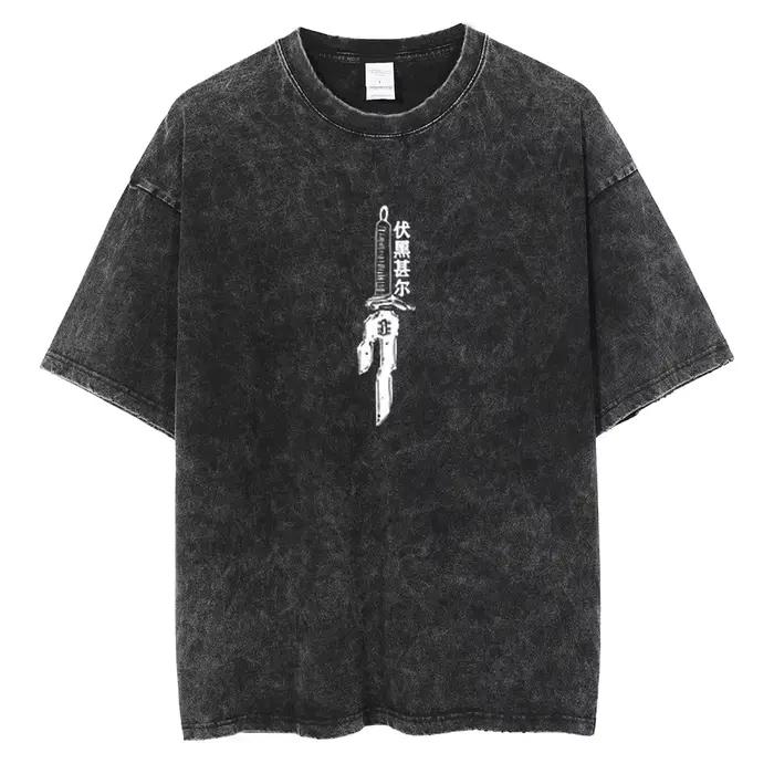 Anime Berserk Logo graphique imprimé t-shirt hommes femmes Vintage Manga T-shirts lavé coton t-shirt