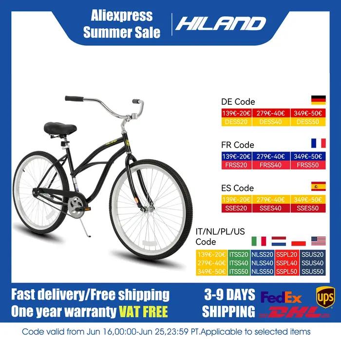 HILAND-Vélo de montagne pour femmes 26 pouces, vélo de montagne à vitesse unique avec frein à dessou