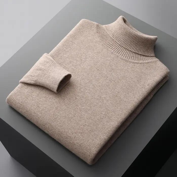 Pull à col roulé en cachemire pour homme, épais, chaud, ample, couleur unie, nouvelle collection aut