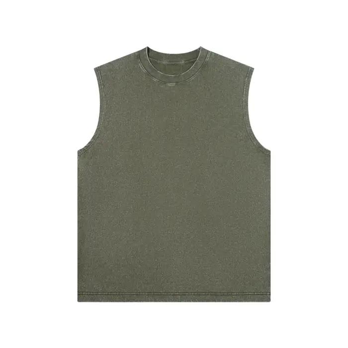 230g pur coton européen et américain haute rue rétro lavé en détresse gilet sans manches hommes déco