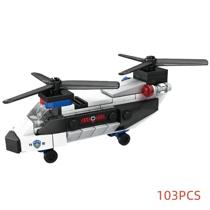 Super Police avion de ville hélicoptère à double Rotor voiture célèbre SWAT blocs de construction br