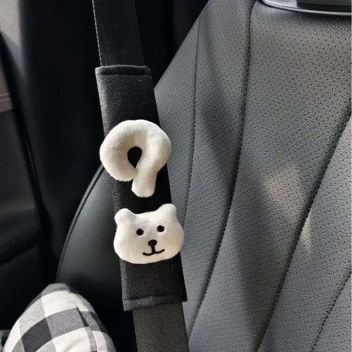 Couvre-ceinture de sécurité pour voiture en forme de chat de dessin animé, en peluche douce hypoallergénique, protège-épaule adapté à tous les groupes d'âge