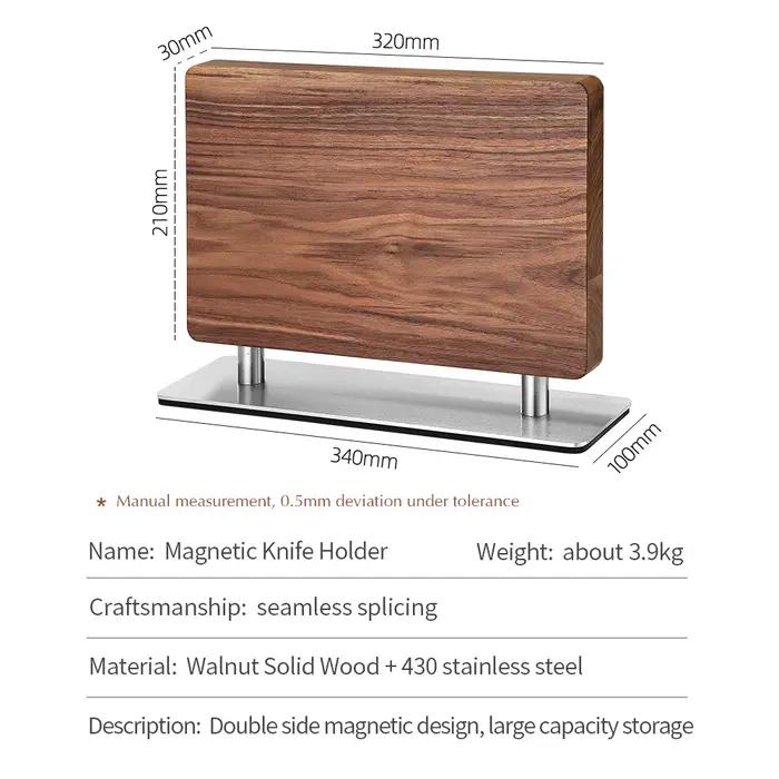 XINZUO-Brochure en bois massif + acier inoxydable 430, fournitures de cuisine, porte-couteau magnéti
