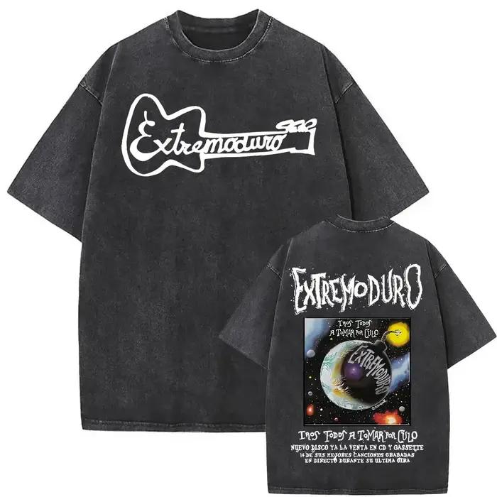Rock Band EXTREMODURO Tour 2025 Vintage lavé T-shirt hommes femmes mode Hip Hop rue t-shirts été amp