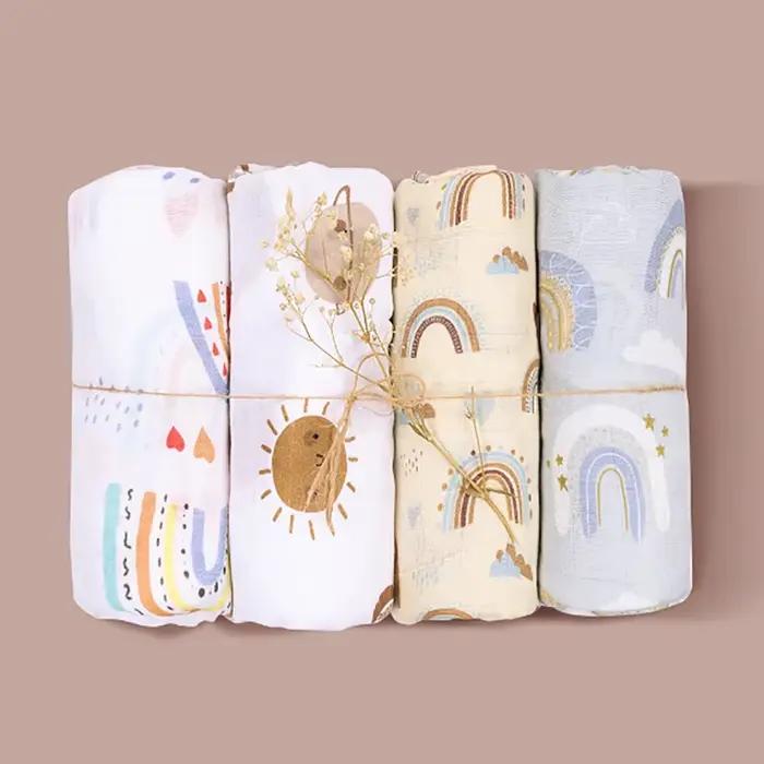 Couverture d'emmaillotage en mousseline pour bébé, serviette de bain douce pour nouveau-né, coton de