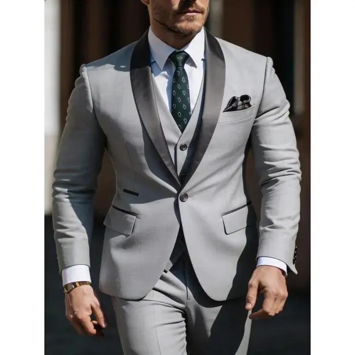 Ensemble de costume 3 pièces pour homme : veste, gilet et pantalon, costumes de cérémonie, de mariag