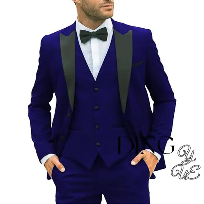 Costumes pour hommes à la mode, coupe régulière, Tuxedos 3 pièces, Blazer à revers, gilet et pantalo
