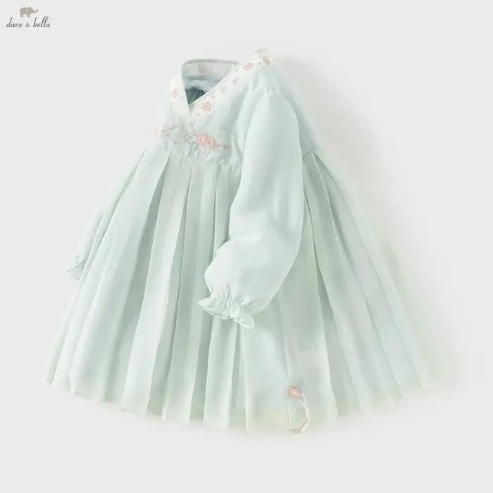 Robes en maille pour enfants Dave Bella, vêtements à manches longues pour filles, automne-printemps,