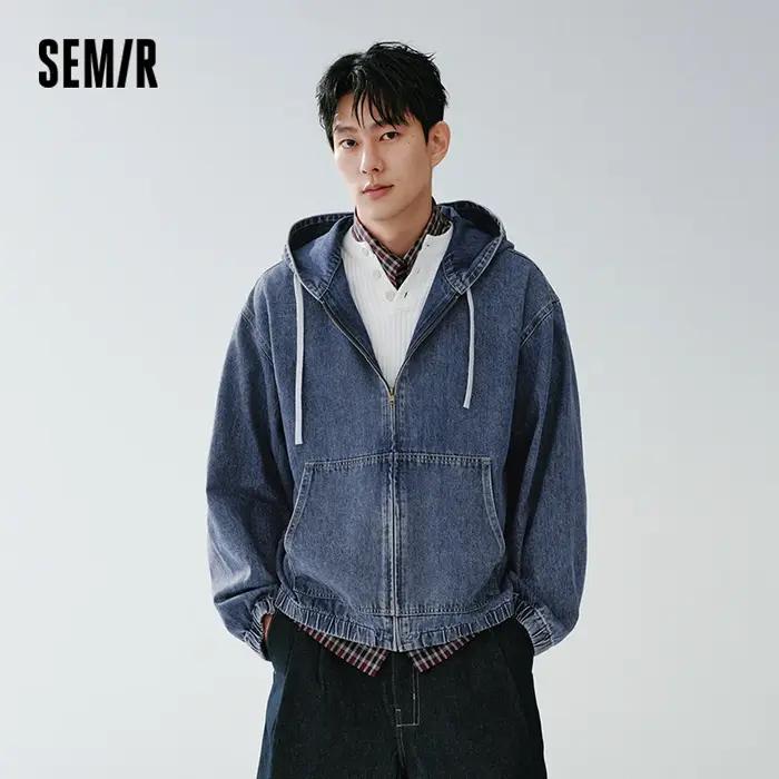 Veste américaine Semir pour homme, collection Printemps 2026, en jean à capuche, style urbain vintag