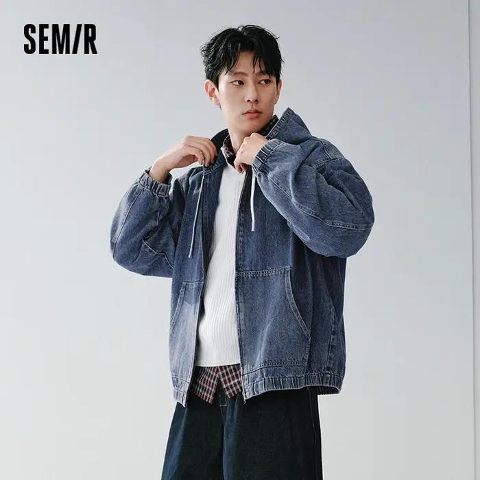 Veste américaine Semir pour homme, collection Printemps 2026, en jean à capuche, style urbain vintag