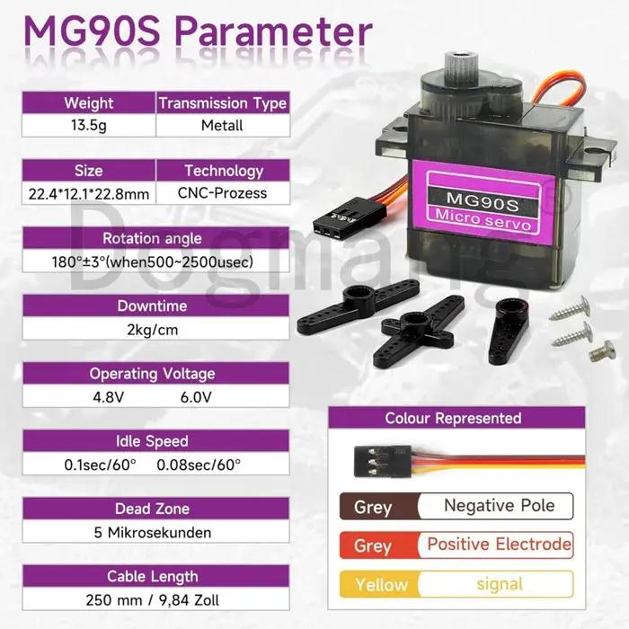 MG90S Servo 1/2/4/10/20/50 pièces tout engrenage métallique 9g SG90 Version améliorée pour hélicoptè