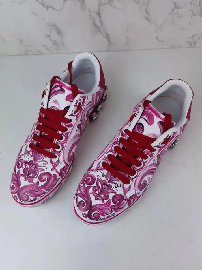 Chaussures plates décontractées à motif floral vert en porcelaine, style Country Tide, avec contrast