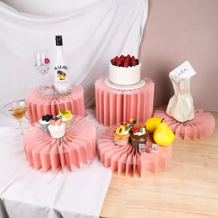 Support sur pied rond pliable en carton, colonnes, tables cylindriques pour fêtes, réception-cadeau